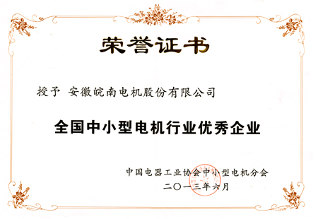 皖南電機(jī):全國中小型電機(jī)行業(yè)優(yōu)秀企業(yè) 皖南電機(jī):全國中小型電機(jī)行業(yè)優(yōu)秀企業(yè)